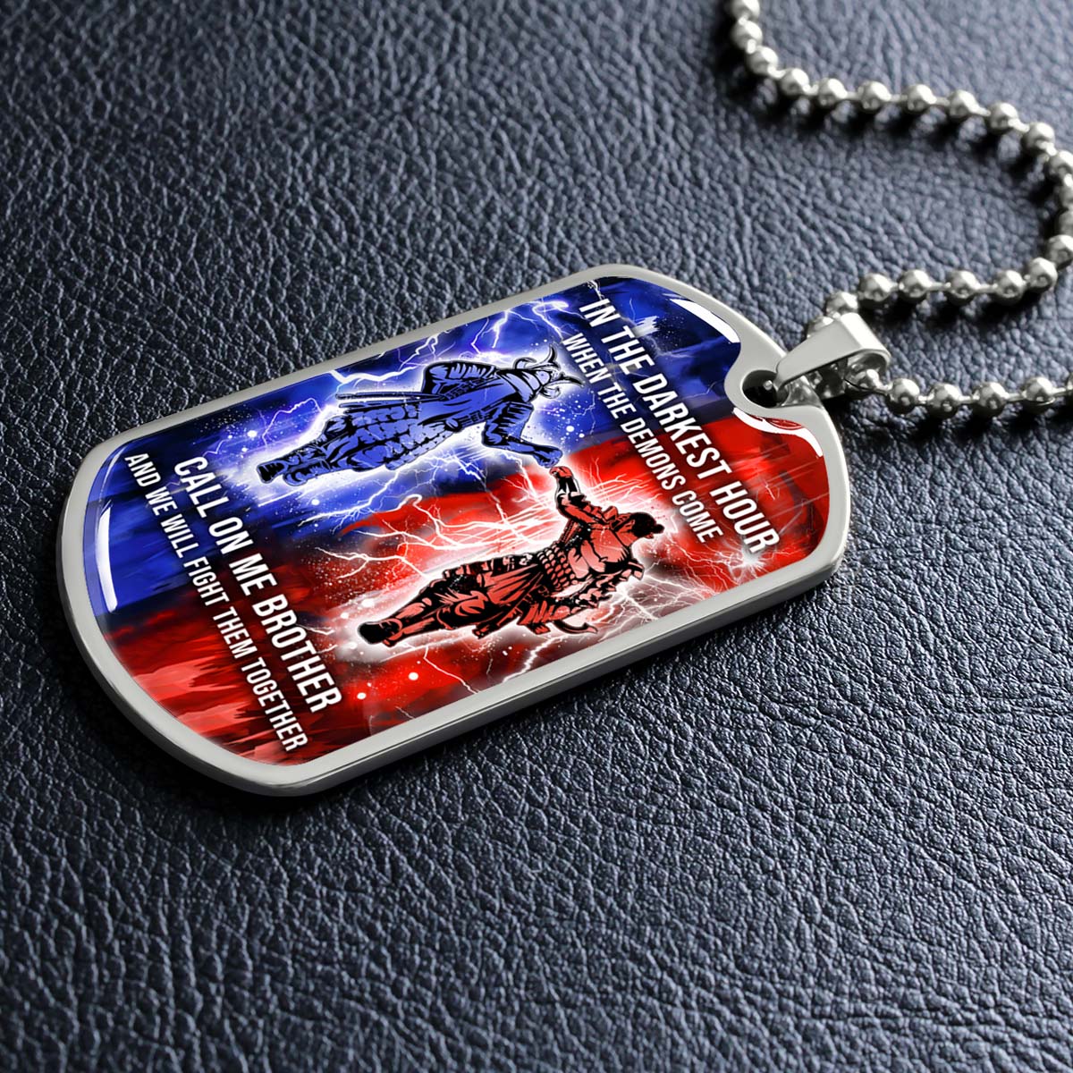 Samurai - SADL005 - Call On me Brother - Bushido - Katana - Ronin - Miyamoto Musashi - Samurai Dog Tag - Military Ball Chain - Luxury Dog Tag