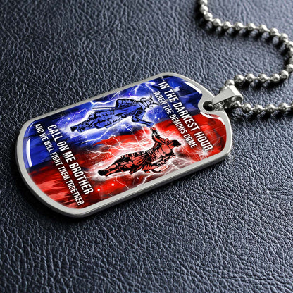 Samurai - SADL005 - Call On me Brother - Bushido - Katana - Ronin - Miyamoto Musashi - Samurai Dog Tag - Military Ball Chain - Luxury Dog Tag