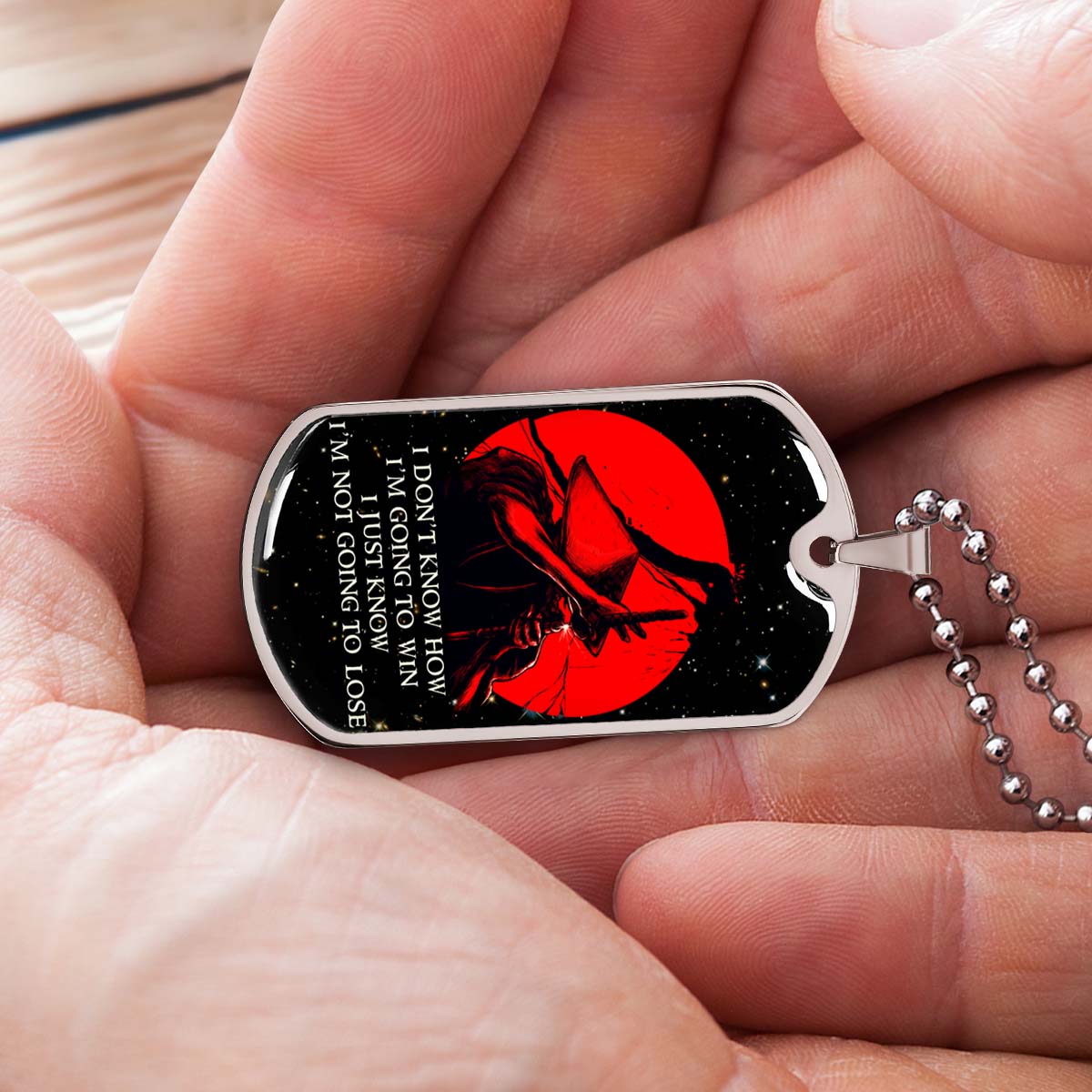 Samurai - SADL010 - I'm Not Going To Lose - Bushido - Katana - Ronin - Miyamoto Musashi - Samurai Dog Tag - Military Ball Chain - Luxury Dog Tag