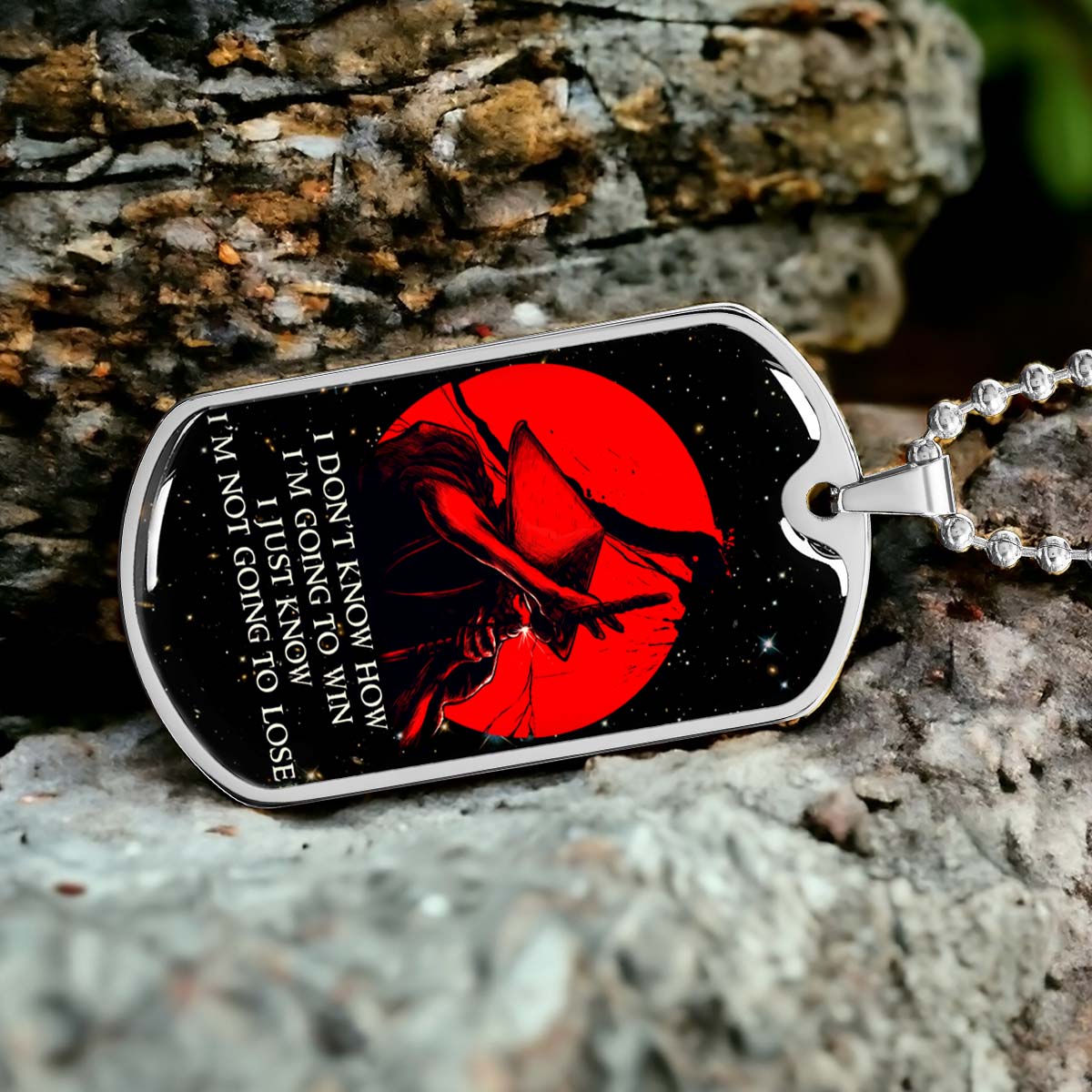 Samurai - SADL010 - I'm Not Going To Lose - Bushido - Katana - Ronin - Miyamoto Musashi - Samurai Dog Tag - Military Ball Chain - Luxury Dog Tag
