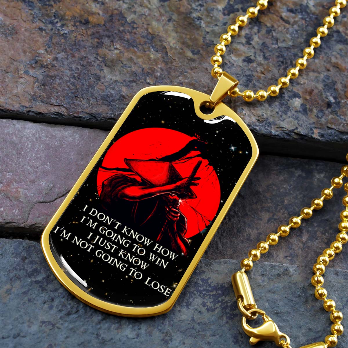 Samurai - SADL010 - I'm Not Going To Lose - Bushido - Katana - Ronin - Miyamoto Musashi - Samurai Dog Tag - Military Ball Chain - Luxury Dog Tag
