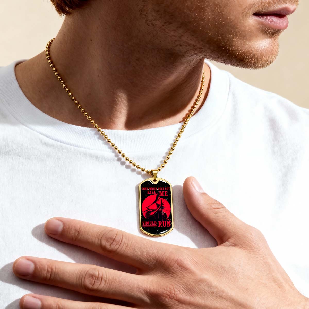 Samurai - SADL014 - That Which Does Not Kill Me - Should Run - Bushido - Katana - Ronin - Miyamoto Musashi - Samurai Dog Tag - Military Ball Chain - Luxury Dog Tag