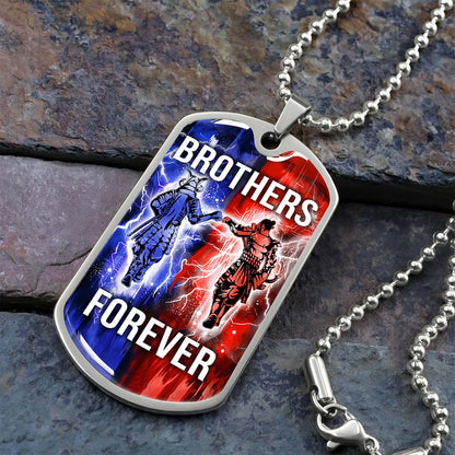 Samurai - SADL015 - Brothers Forever - Bushido - Katana - Ronin - Miyamoto Musashi - Samurai Dog Tag - Military Ball Chain - Luxury Dog Tag