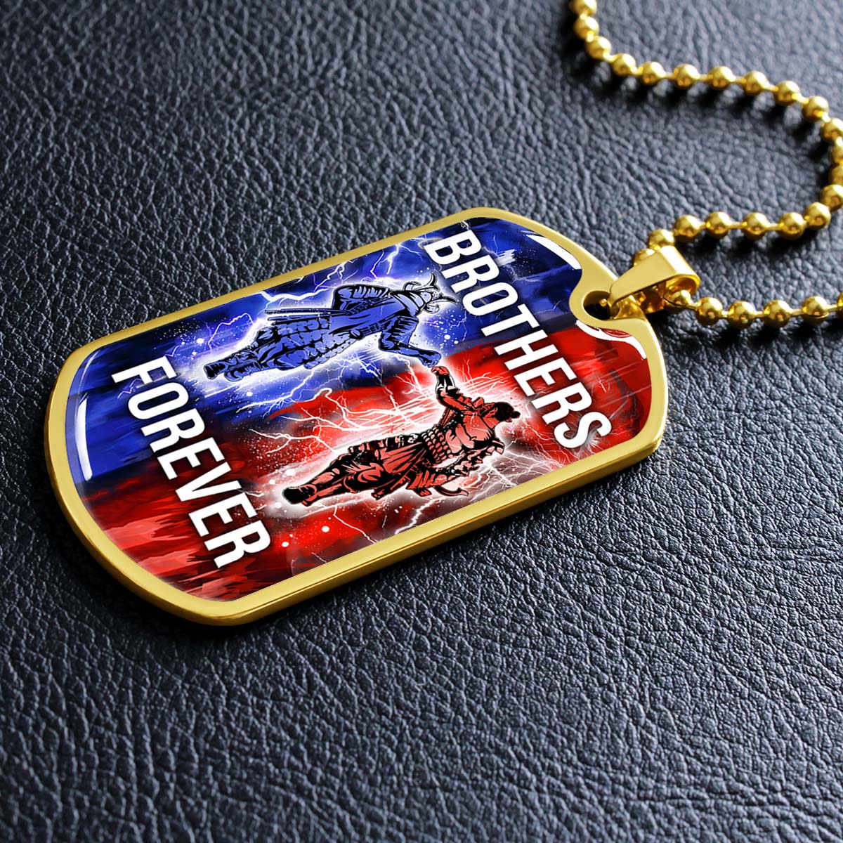 Samurai - SADL015 - Brothers Forever - Bushido - Katana - Ronin - Miyamoto Musashi - Samurai Dog Tag - Military Ball Chain - Luxury Dog Tag