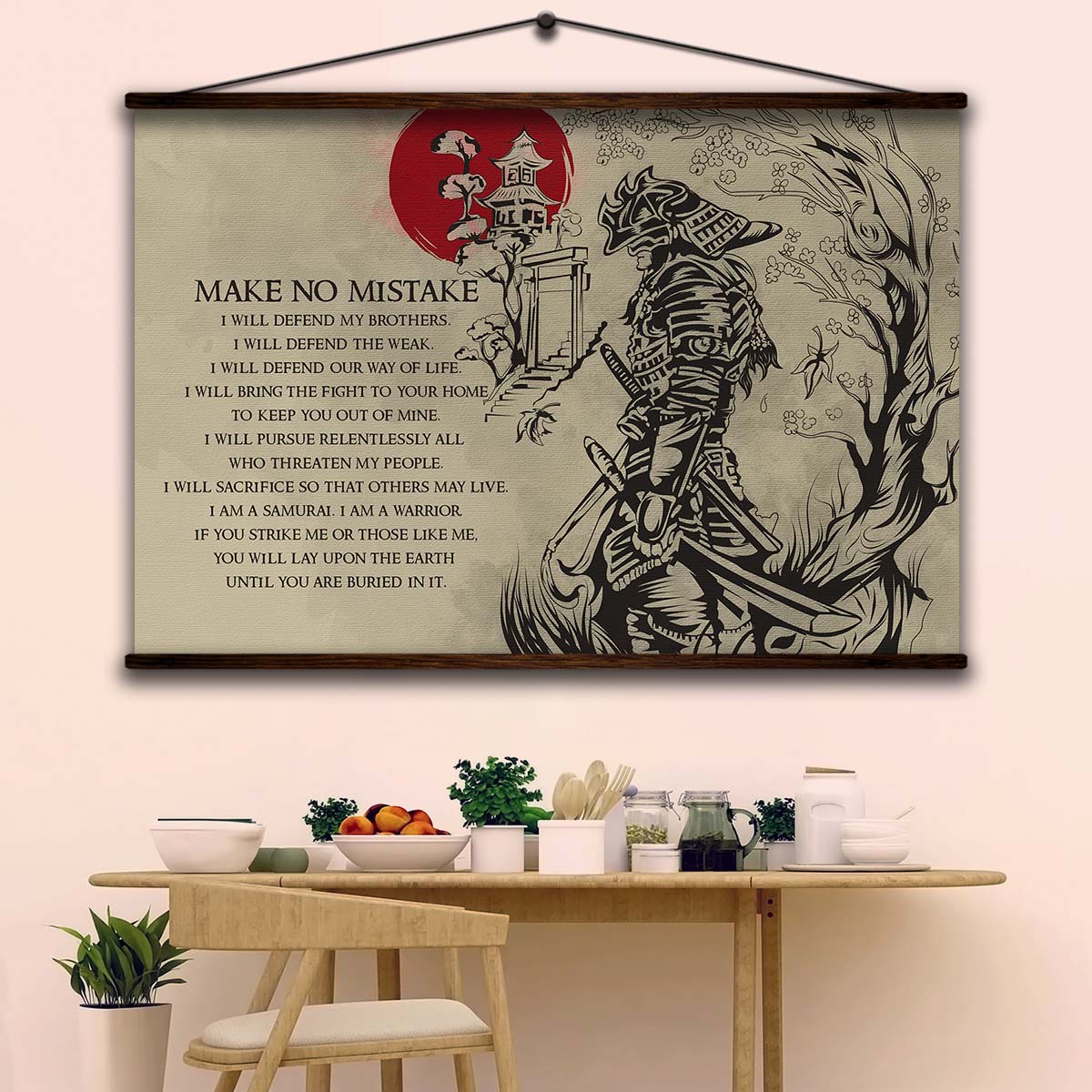 Samurai Wall Art - Samurai Poster - Samurai Canvas - Make No Mistake - SA062 - Horizontal Poster - Horizontal Canvas