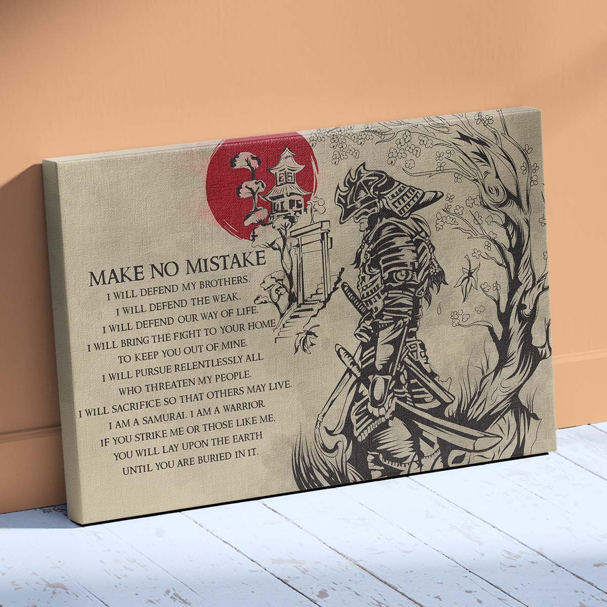 Samurai Wall Art - Samurai Poster - Samurai Canvas - Make No Mistake - SA062 - Horizontal Poster - Horizontal Canvas