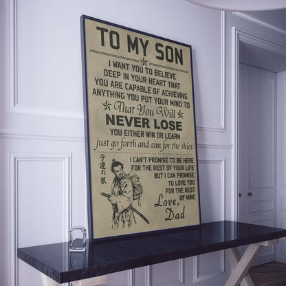 Samurai Wall Art - Samurai Poster - Samurai Canvas - To My Son - SA039 - Vertical Poster - Vertical Canvas