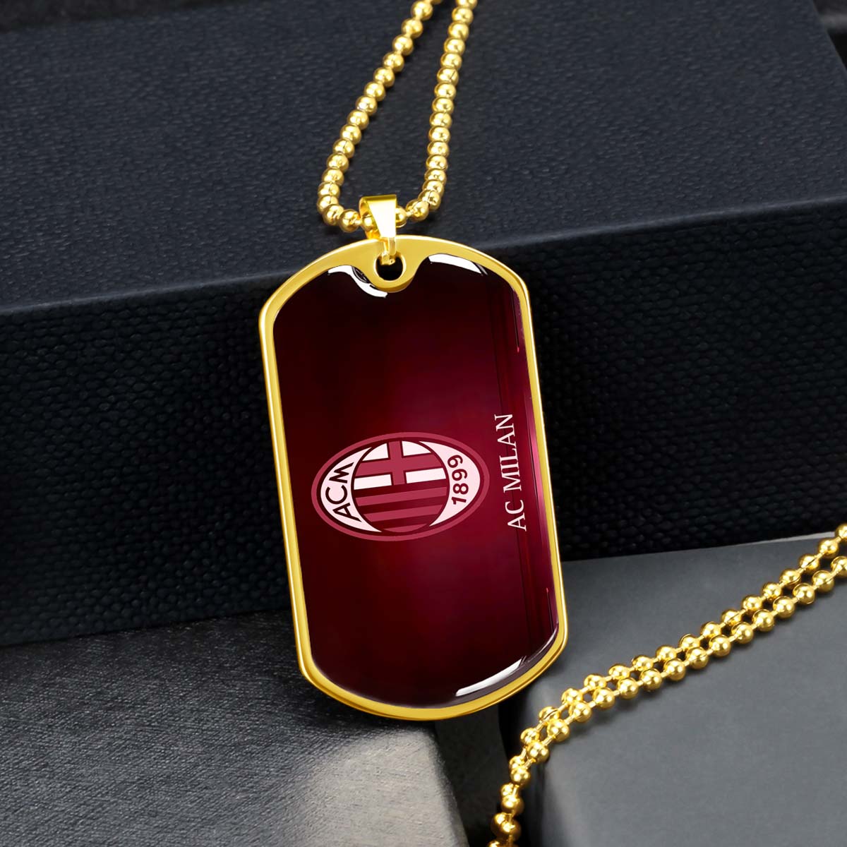 Soccer - SCD001 - AC Milan - Soccer Dog Tag - Military Ball Chain - Luxury Dog Tag
