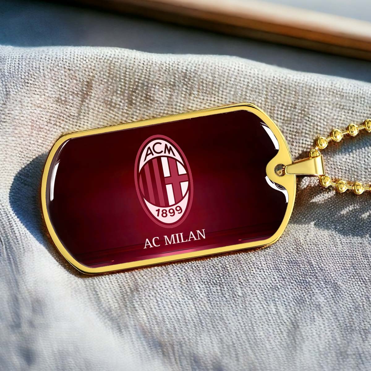 Soccer - SCD001 - AC Milan - Soccer Dog Tag - Military Ball Chain - Luxury Dog Tag
