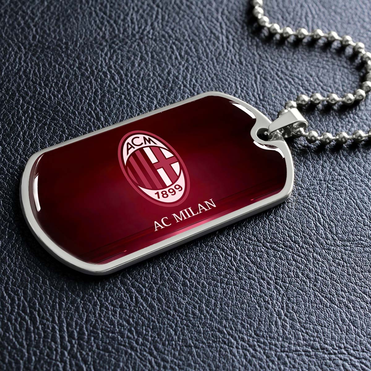 Soccer - SCD001 - AC Milan - Soccer Dog Tag - Military Ball Chain - Luxury Dog Tag