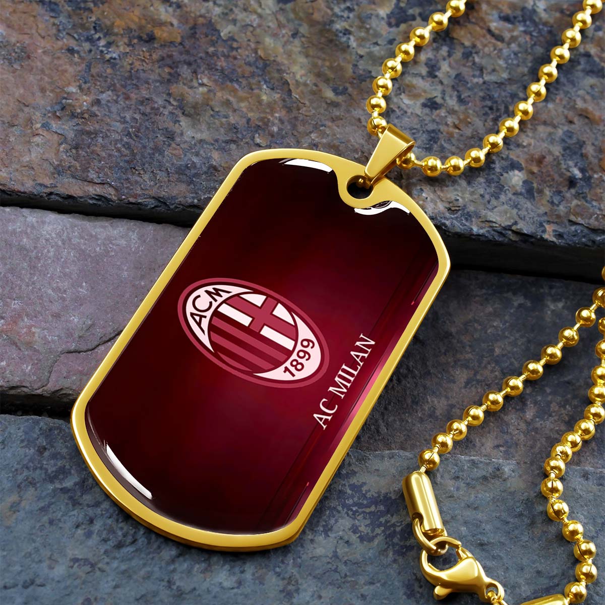 Soccer - SCD001 - AC Milan - Soccer Dog Tag - Military Ball Chain - Luxury Dog Tag