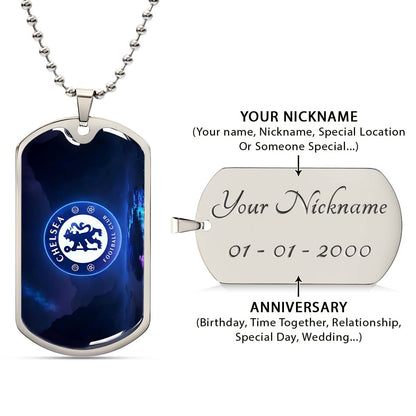 Soccer - SCD004 - Chelsea FC - Football Club - Soccer Dog Tag - Military Ball Chain - Luxury Dog Tag
