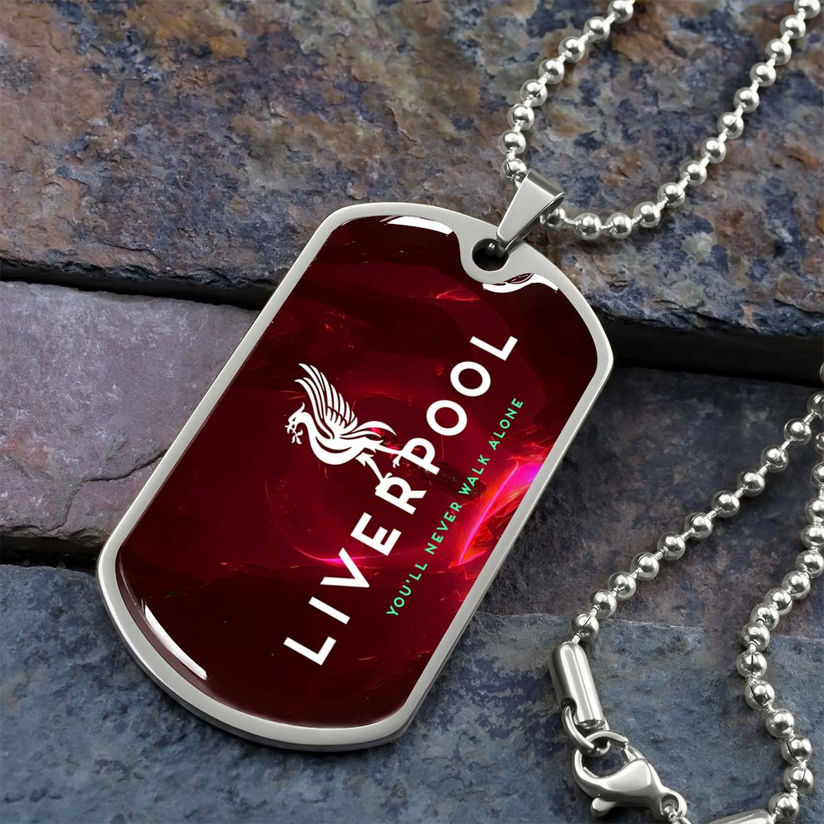 Soccer - SCD007 - You Never Walk Alone - Liverpool FC - Football Club - Soccer Dog Tag - Military Ball Chain - Luxury Dog Tag