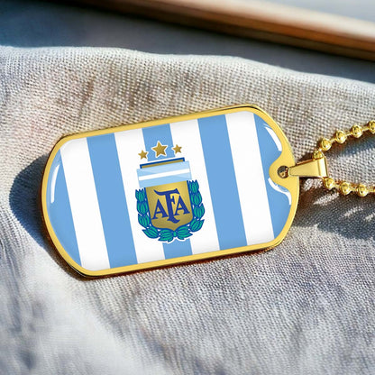 Soccer - SCD009 - Argentina - National Football Team - Soccer Dog Tag - Military Ball Chain - Luxury Dog Tag