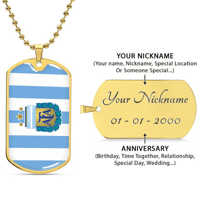 Soccer - SCD009 - Argentina - National Football Team - Soccer Dog Tag - Military Ball Chain - Luxury Dog Tag