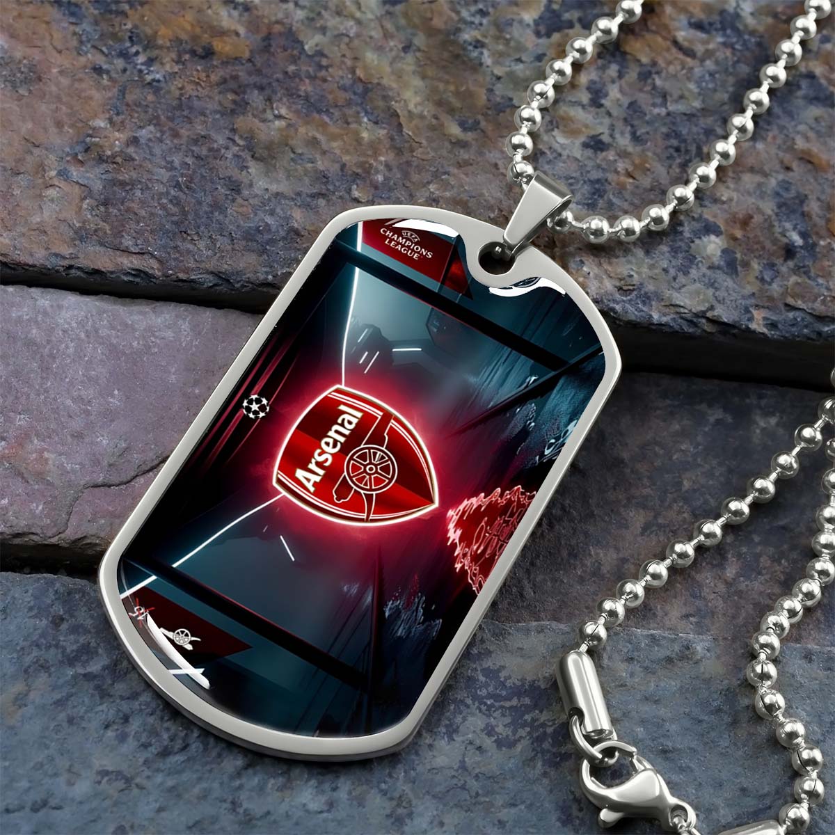Soccer - SCD014 - Arsenal FC - UEFA Champions League - Soccer Dog Tag - Military Ball Chain - Luxury Dog Tag
