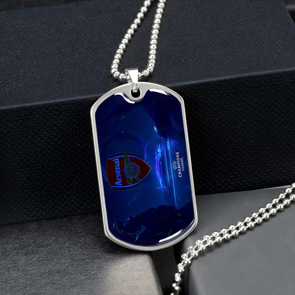 Soccer Dog Tag Necklace - SCD017 - Arsenal FC - UEFA Champions League - Military Ball Chain