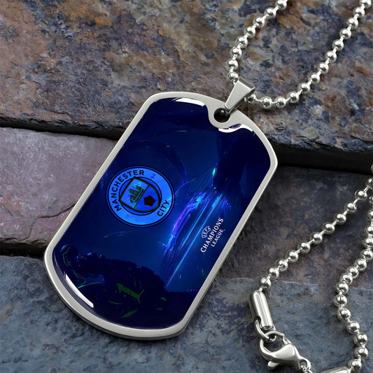 Soccer - SCD019 - Manchester City - UEFA Champions League - Soccer Dog Tag - Military Ball Chain - Luxury Dog Tag
