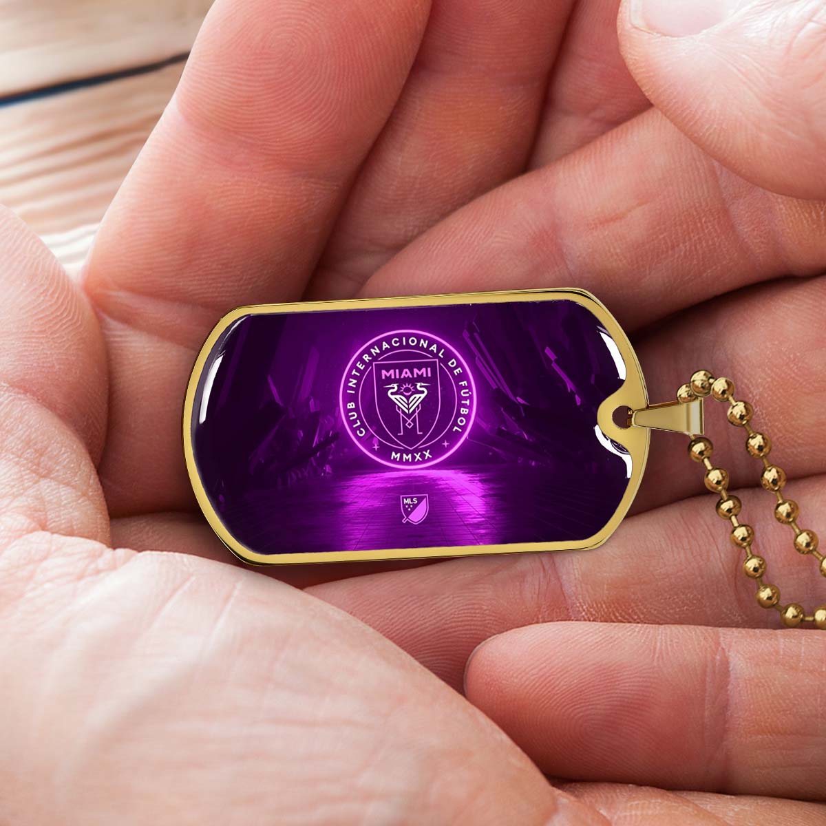 Soccer - SCD023 - Inter Miami CF - Soccer Dog Tag - Military Ball Chain - Luxury Dog Tag