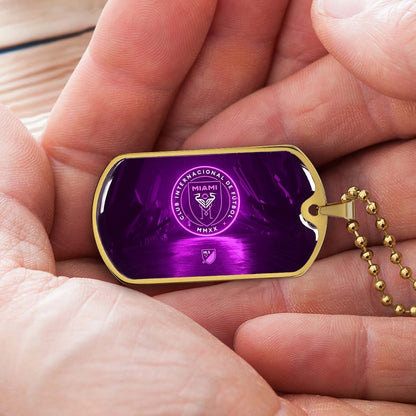 Soccer - SCD023 - Inter Miami CF - Soccer Dog Tag - Military Ball Chain - Luxury Dog Tag