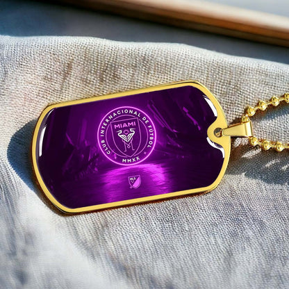 Soccer - SCD023 - Inter Miami CF - Soccer Dog Tag - Military Ball Chain - Luxury Dog Tag