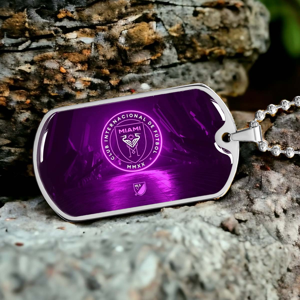 Soccer - SCD023 - Inter Miami CF - Soccer Dog Tag - Military Ball Chain - Luxury Dog Tag