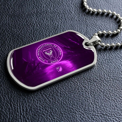 Soccer - SCD023 - Inter Miami CF - Soccer Dog Tag - Military Ball Chain - Luxury Dog Tag