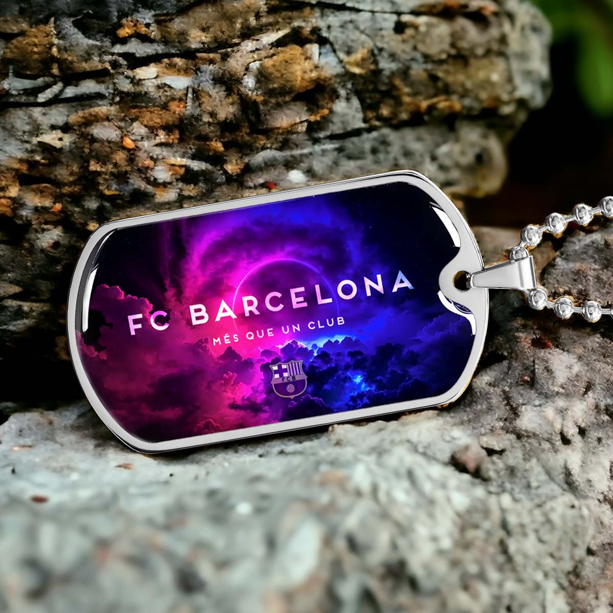 Soccer - SCD024 - FC Barcelona - FCB - Soccer Dog Tag - Military Ball Chain - Luxury Dog Tag
