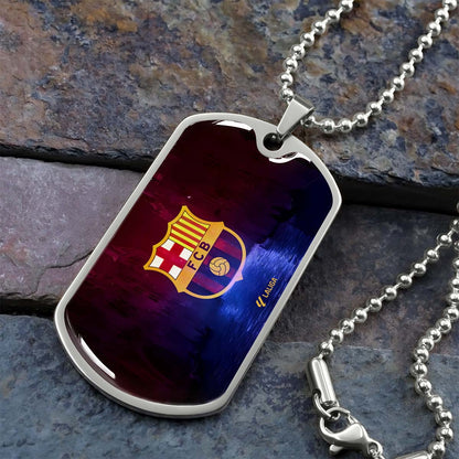 Soccer - SCD025 - Special Tide FC Barcelona - FCB - Soccer Dog Tag - Military Ball Chain - Luxury Dog Tag