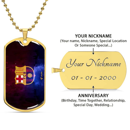 Soccer - SCD025 - Special Tide FC Barcelona - FCB - Soccer Dog Tag - Military Ball Chain - Luxury Dog Tag
