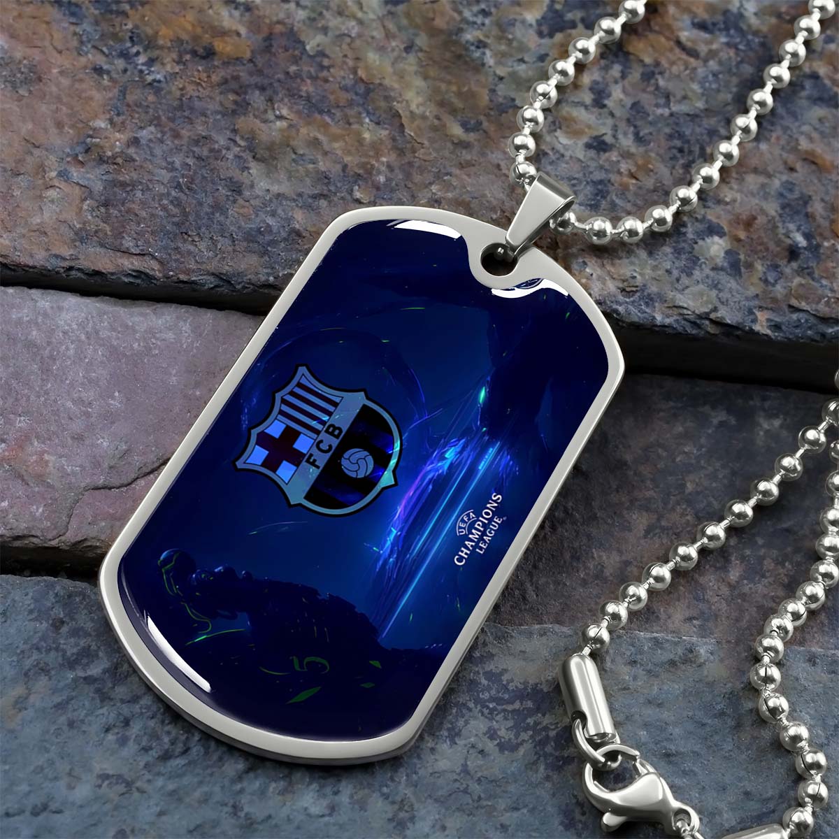 Soccer - SCD026 - FC Barcelona - FCB - UEFA Champions League - Soccer Dog Tag - Military Ball Chain - Luxury Dog Tag
