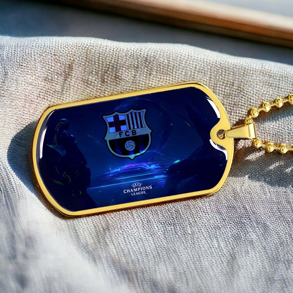 Soccer - SCD026 - FC Barcelona - FCB - UEFA Champions League - Soccer Dog Tag - Military Ball Chain - Luxury Dog Tag