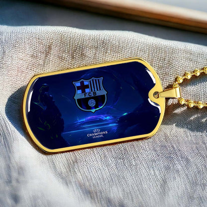Soccer - SCD026 - FC Barcelona - FCB - UEFA Champions League - Soccer Dog Tag - Military Ball Chain - Luxury Dog Tag