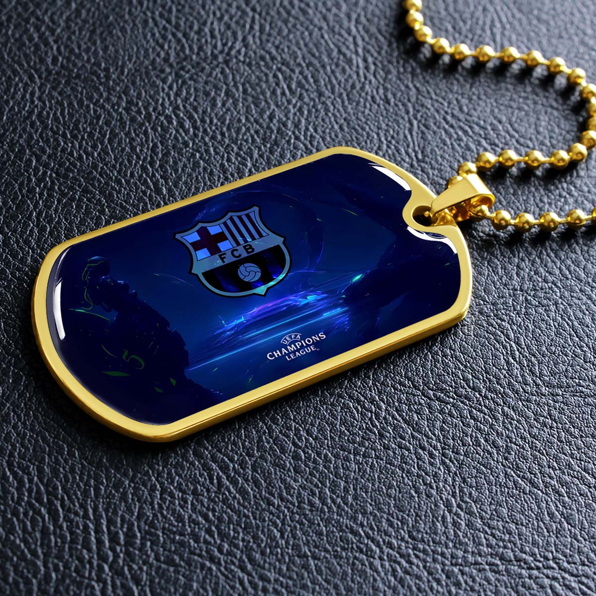 Soccer - SCD026 - FC Barcelona - FCB - UEFA Champions League - Soccer Dog Tag - Military Ball Chain - Luxury Dog Tag
