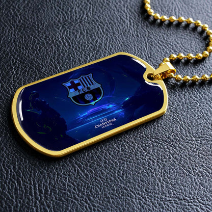 Soccer - SCD026 - FC Barcelona - FCB - UEFA Champions League - Soccer Dog Tag - Military Ball Chain - Luxury Dog Tag