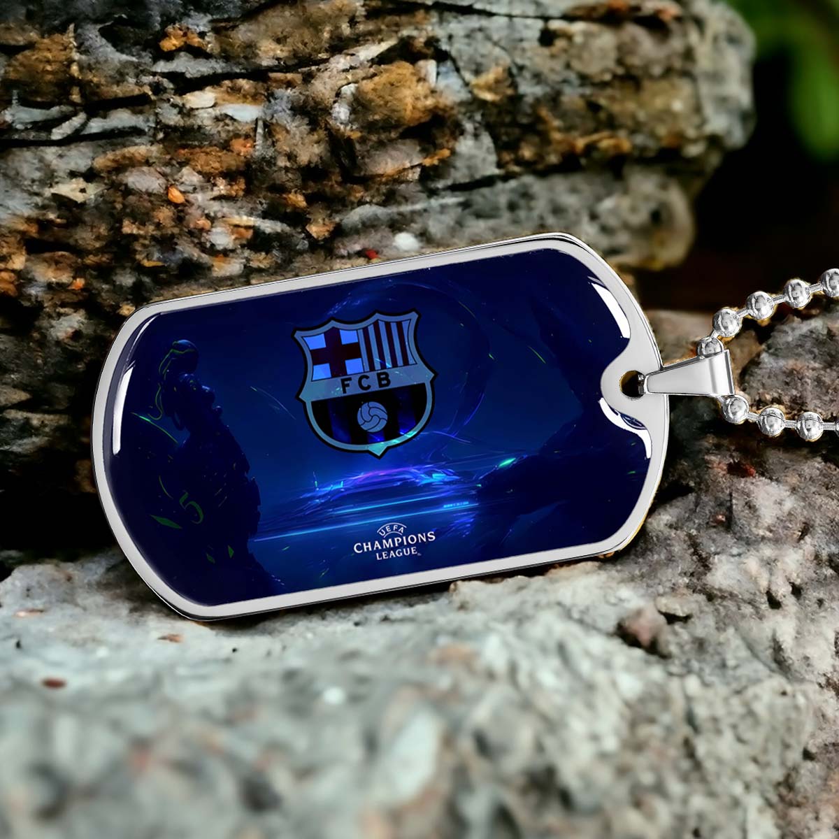 Soccer - SCD026 - FC Barcelona - FCB - UEFA Champions League - Soccer Dog Tag - Military Ball Chain - Luxury Dog Tag