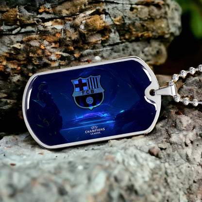 Soccer - SCD026 - FC Barcelona - FCB - UEFA Champions League - Soccer Dog Tag - Military Ball Chain - Luxury Dog Tag