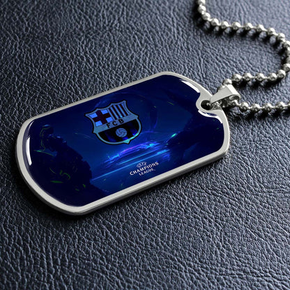 Soccer - SCD026 - FC Barcelona - FCB - UEFA Champions League - Soccer Dog Tag - Military Ball Chain - Luxury Dog Tag