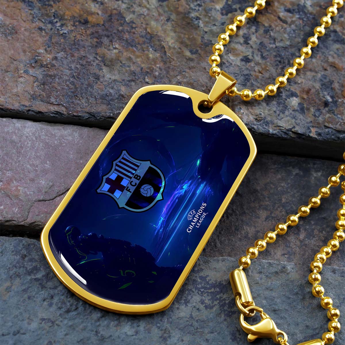 Soccer - SCD026 - FC Barcelona - FCB - UEFA Champions League - Soccer Dog Tag - Military Ball Chain - Luxury Dog Tag