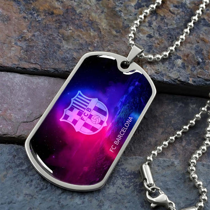 Soccer - SCD027 - FC Barcelona - FCB - Soccer Dog Tag - Military Ball Chain - Luxury Dog Tag