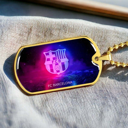 Soccer - SCD027 - FC Barcelona - FCB - Soccer Dog Tag - Military Ball Chain - Luxury Dog Tag