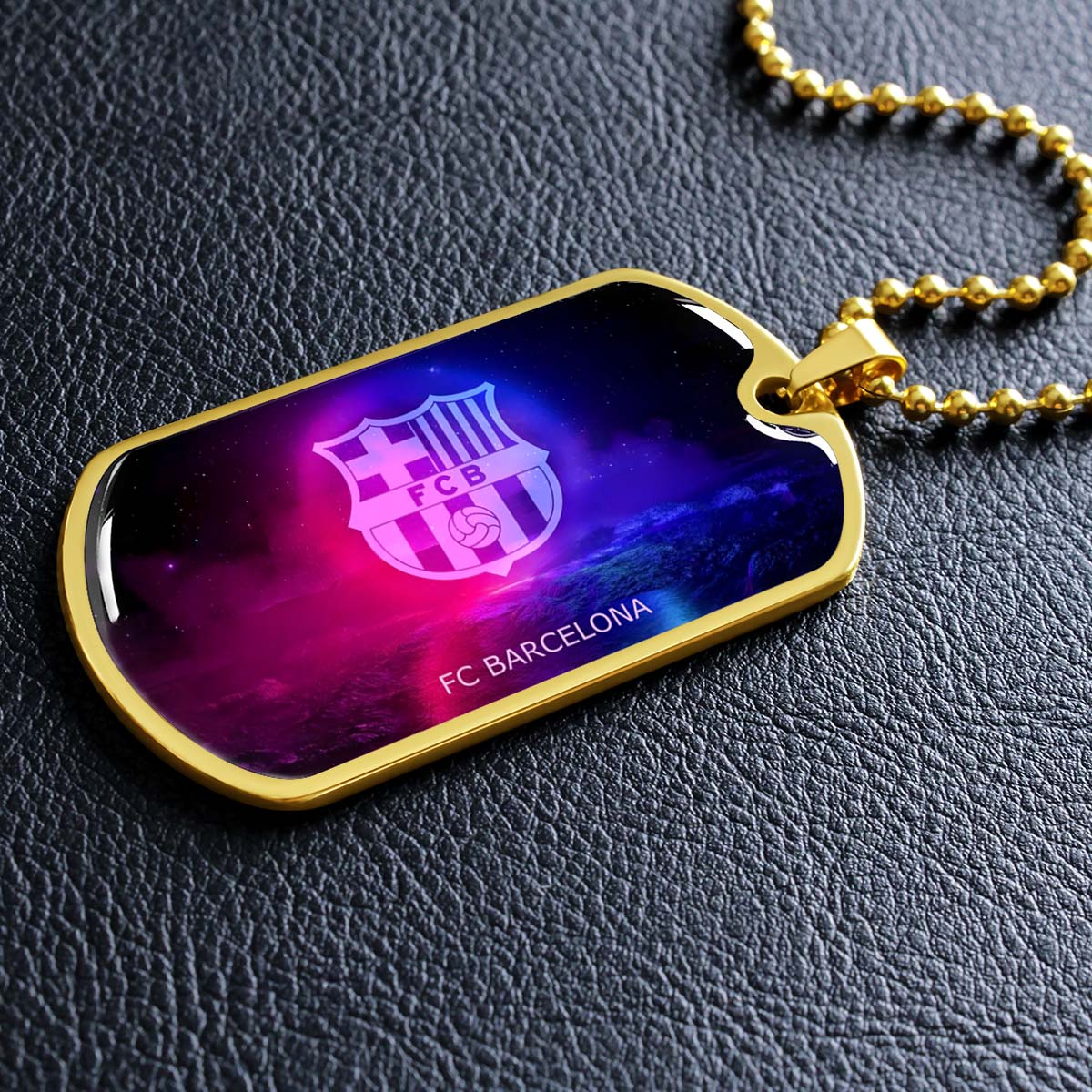 Soccer - SCD027 - FC Barcelona - FCB - Soccer Dog Tag - Military Ball Chain - Luxury Dog Tag