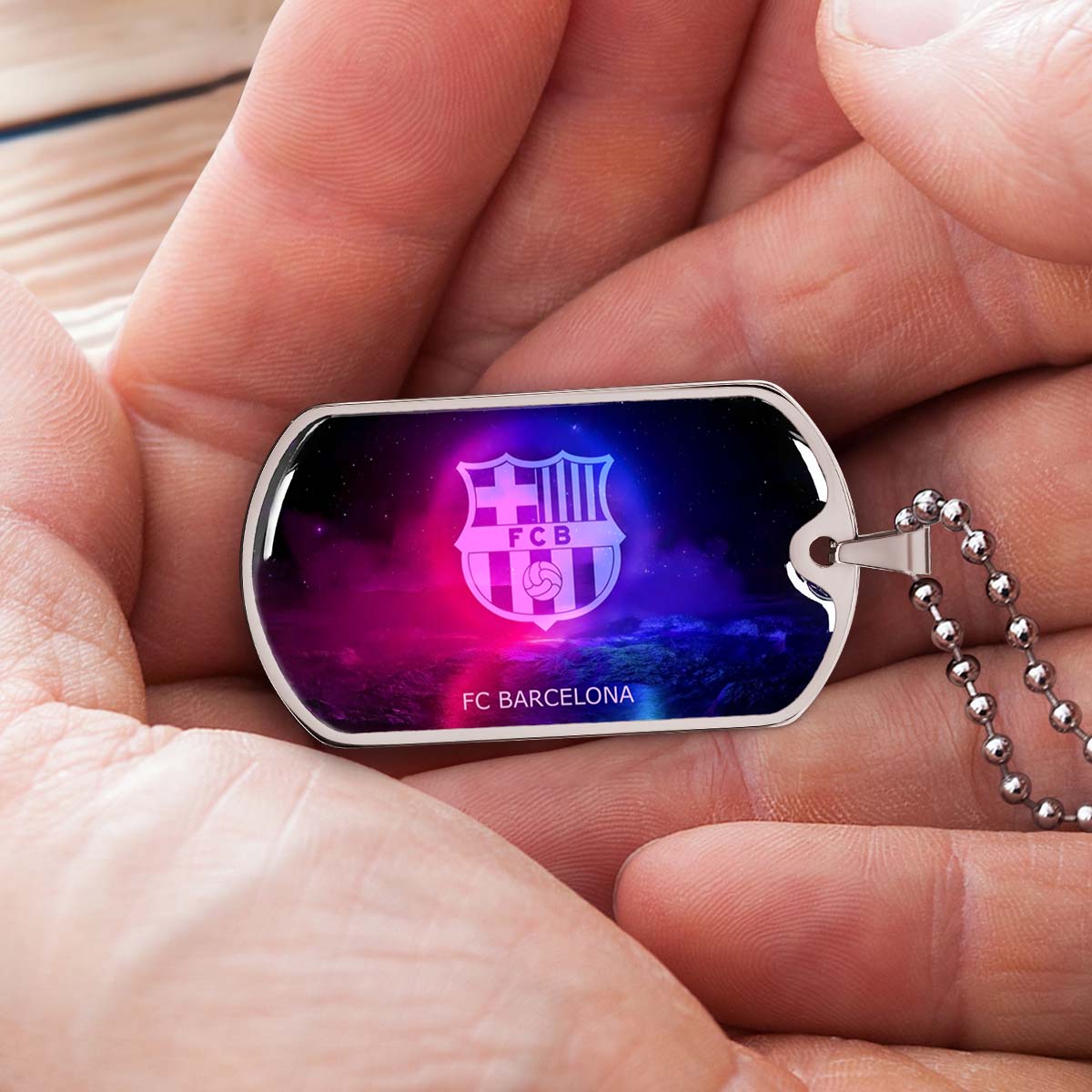 Soccer - SCD027 - FC Barcelona - FCB - Soccer Dog Tag - Military Ball Chain - Luxury Dog Tag