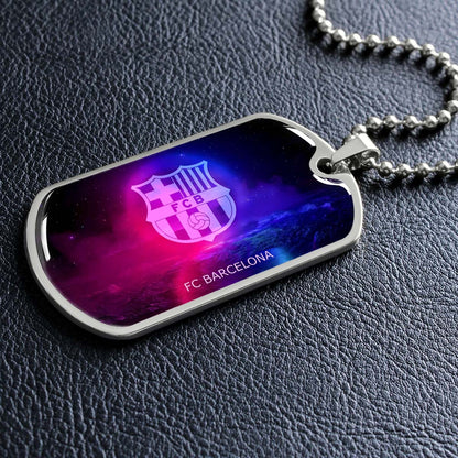 Soccer - SCD027 - FC Barcelona - FCB - Soccer Dog Tag - Military Ball Chain - Luxury Dog Tag