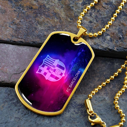 Soccer - SCD027 - FC Barcelona - FCB - Soccer Dog Tag - Military Ball Chain - Luxury Dog Tag