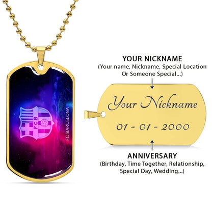 Soccer - SCD027 - FC Barcelona - FCB - Soccer Dog Tag - Military Ball Chain - Luxury Dog Tag
