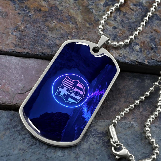 Soccer - SCD028 - FC Barcelona - FCB - Soccer Dog Tag - Military Ball Chain - Luxury Dog Tag