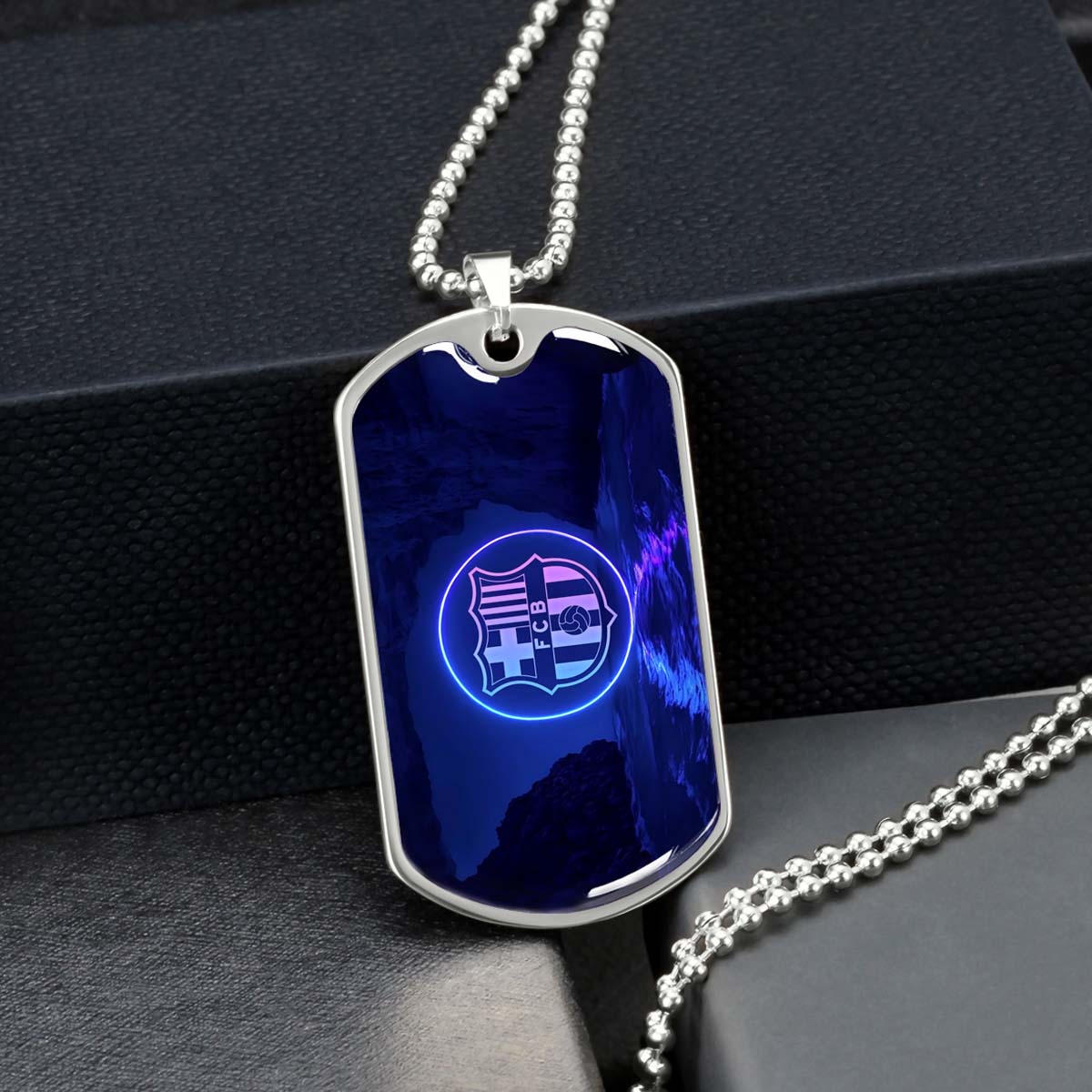 Soccer - SCD028 - FC Barcelona - FCB - Soccer Dog Tag - Military Ball Chain - Luxury Dog Tag