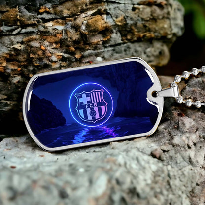 Soccer - SCD028 - FC Barcelona - FCB - Soccer Dog Tag - Military Ball Chain - Luxury Dog Tag