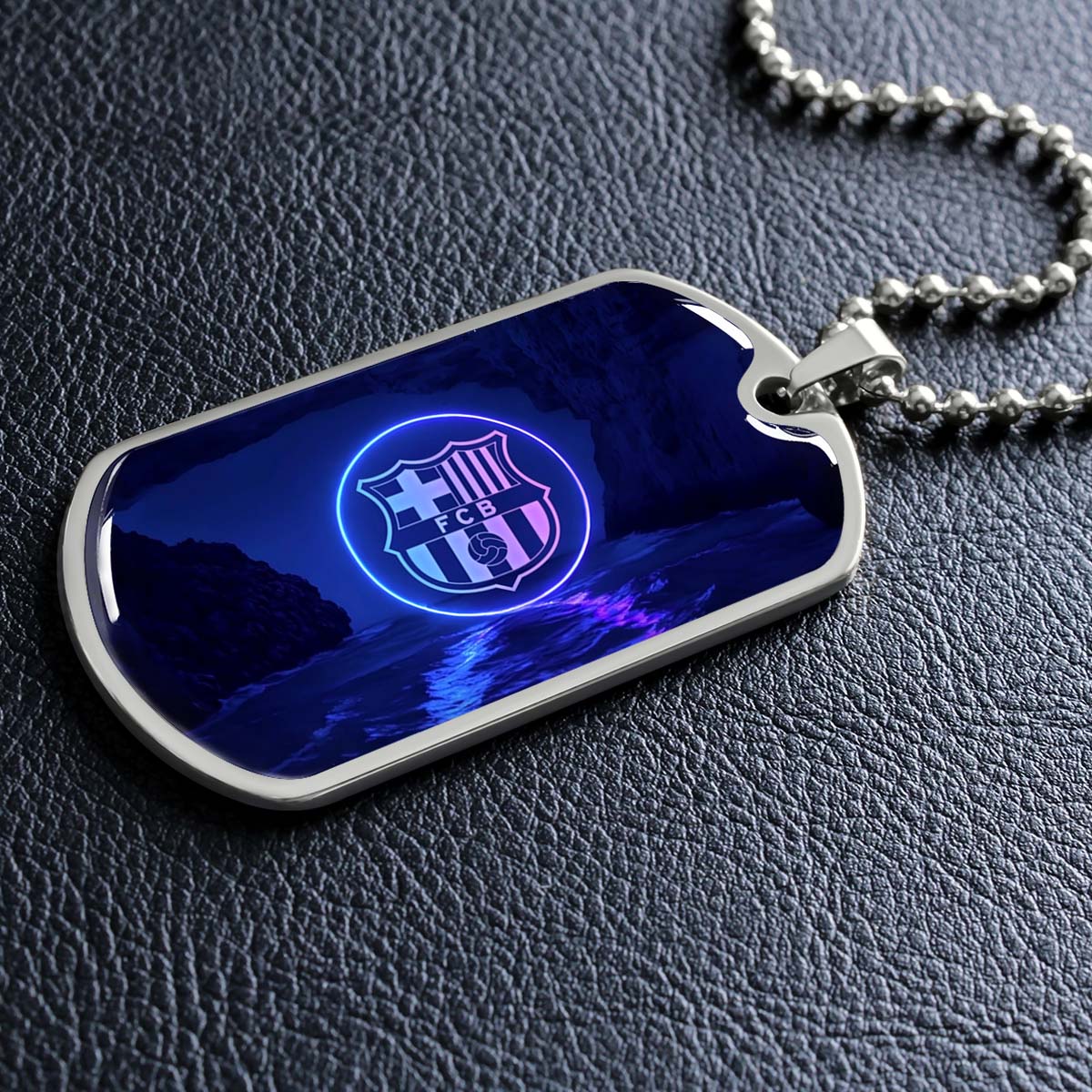 Soccer - SCD028 - FC Barcelona - FCB - Soccer Dog Tag - Military Ball Chain - Luxury Dog Tag